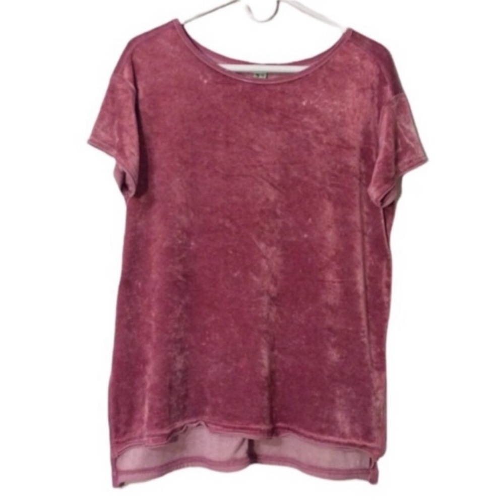 GREENTEA Crushed Velvet-Mimic DESERT ROSE Short Sleeve TUNIC Top Size MEDIUM